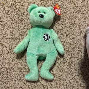 Ty Lime Mint Green Soccer Bear Plush